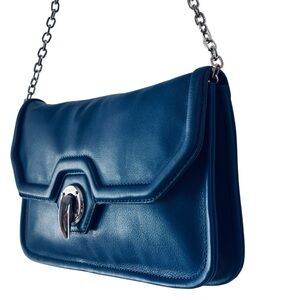 Rachel Zoe Sapphire Blue Leather Envelope Clutch Bag Shoulder Purse
